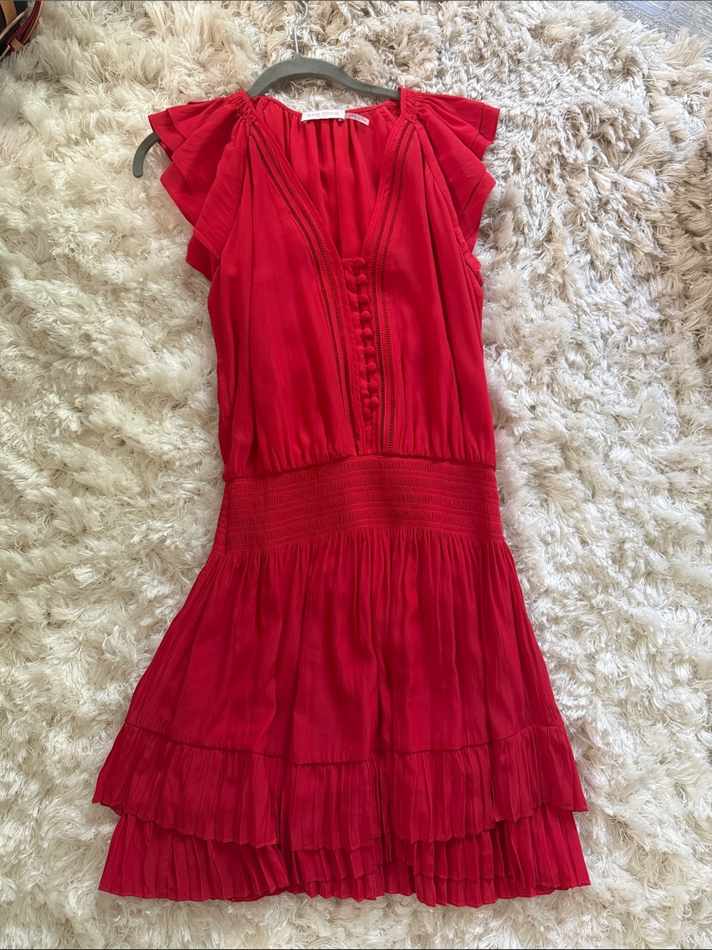 Ramy Brook Coral Red Pleated Summer Dress
